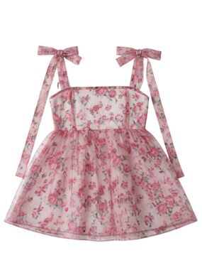 SHEIN Pink and White Ruffled Tie Front Blouse